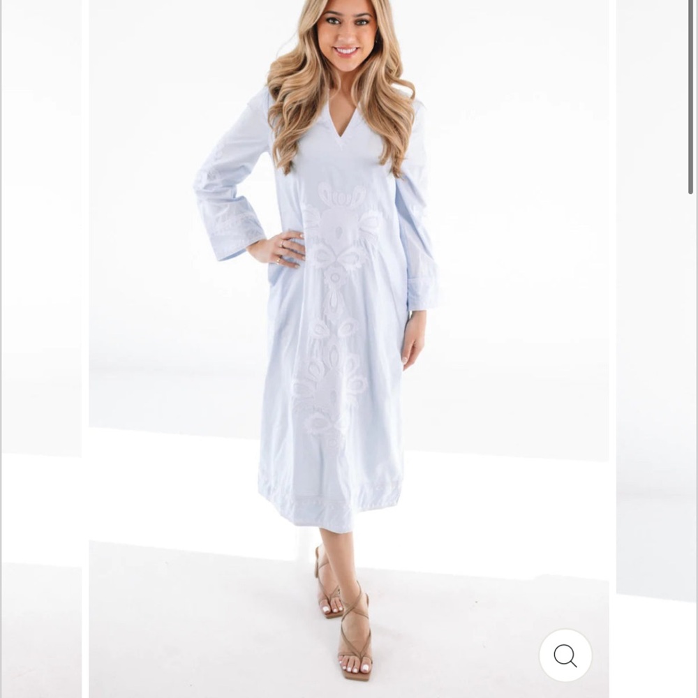 J. Marie blue and white embroidered dress